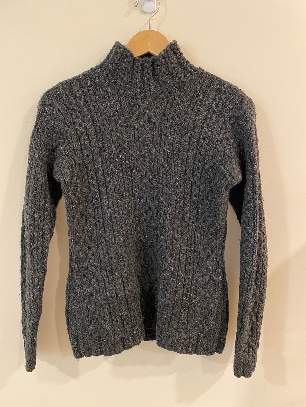 Lauren Ralph Lauren Hand Knit Gray Wool & Silk Sweater M Cottagecore Preppy